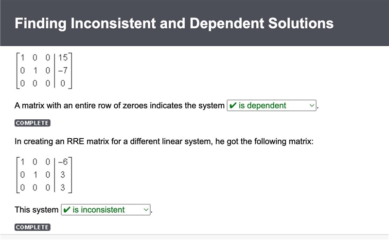 In attempting to create a reduced row echelon matrix, DeShawn got the following matri-example-1