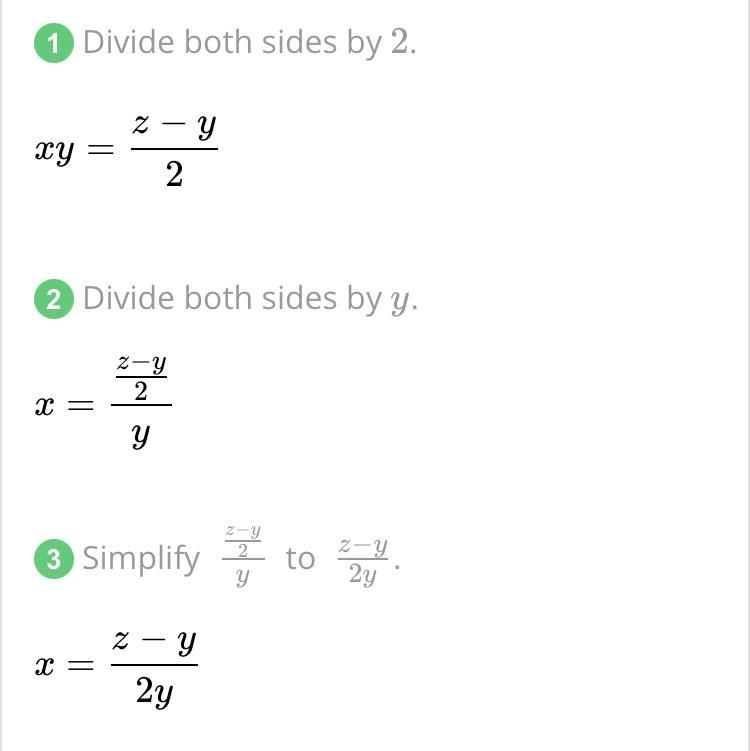 2xy=z-y solve for x​-example-1