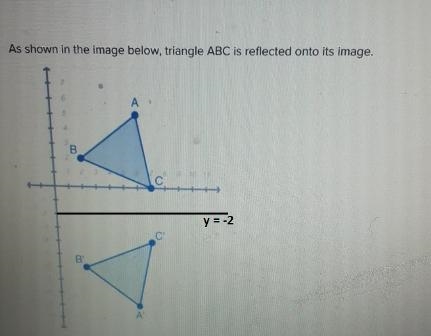 As shown in the image below, triangle ABC is reflected onto its image. А B с С&quot-example-1