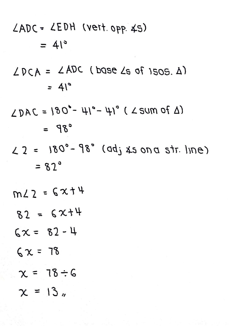 Find the value of x m<2 = 6x + 4​-example-3