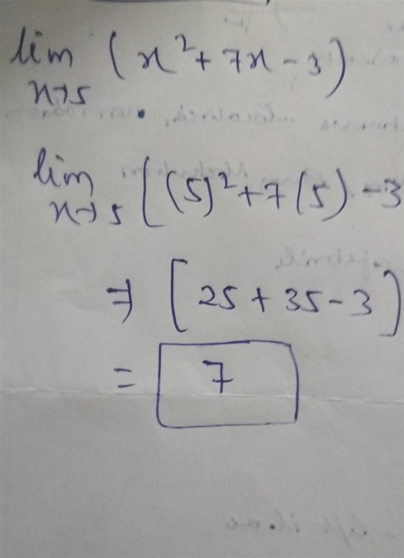 Lim (-x^2+ 7x-3) X->5-example-1