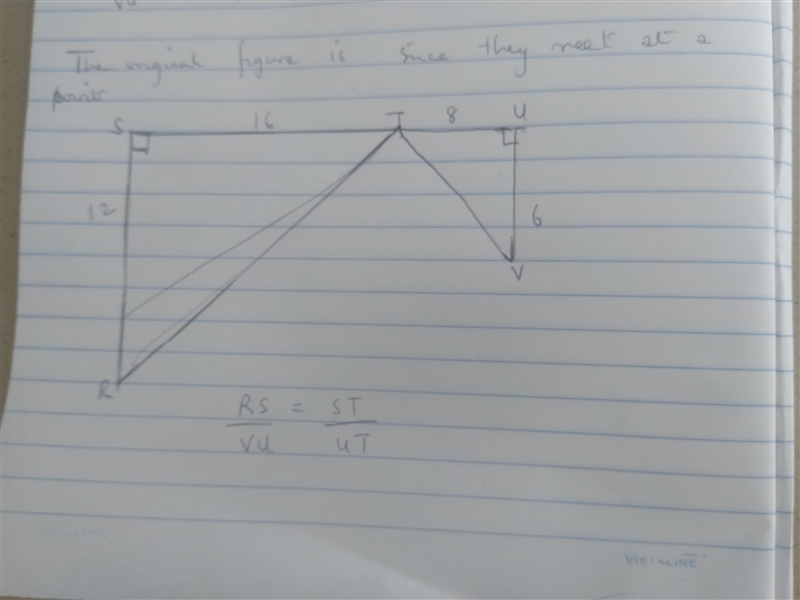 Triangles R S T and V U T are connected at point T. Angles R S T and V U T are right-example-1