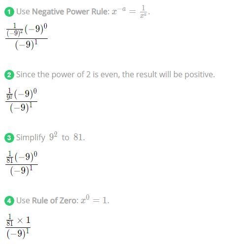 (-9)^-2 * (-9)^0 ÷ (-9)^1-example-1