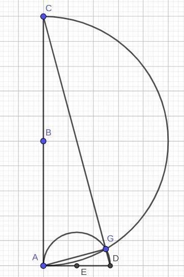 In the figure shown two lines intersect at a right angle and two semicircles are drawn-example-1