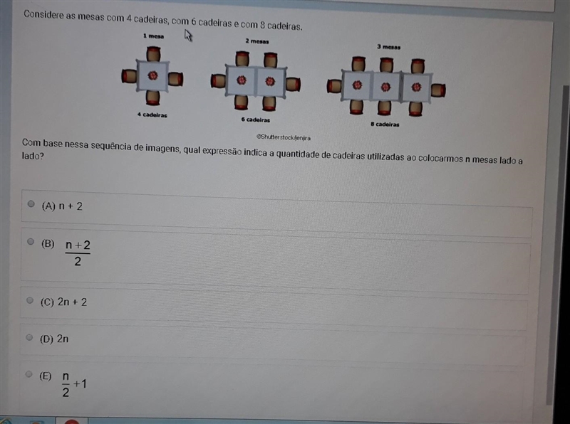 Considere as mesas com 4 cadeiras, com 6 cadeiras e com 8 cadeiras. ©Shutterstock-example-1