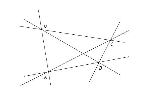 Four points lie in a plane so that no three of them lie on a line. If lines are drawn-example-1