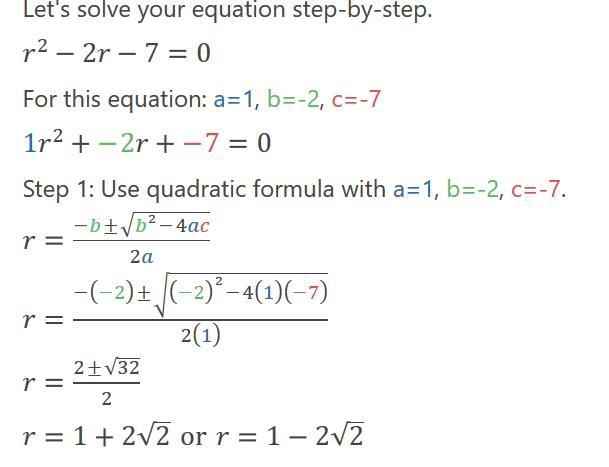 Cuanto es r2-2r-7=0​-example-1