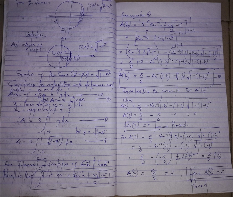 A unit disk centered at the origin is sliced so that the right portion has width h-example-1