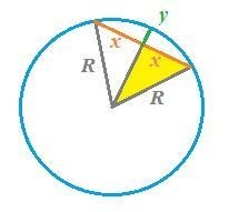 An arch over a doorway is an arc that is 90 centimeters wide and 30 centimeters high-example-1