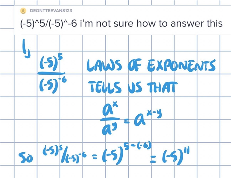 (-5)^5/(-5)^-6 i’m not sure how to answer this-example-1