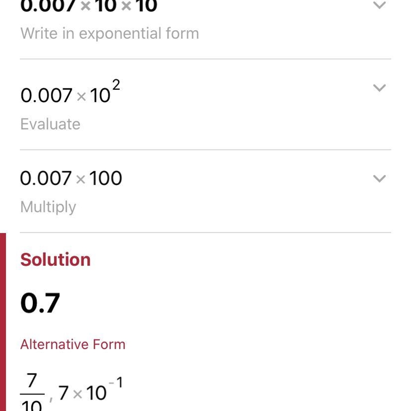 I would like the Answer for 0.007 x 10 x 10 =-example-1