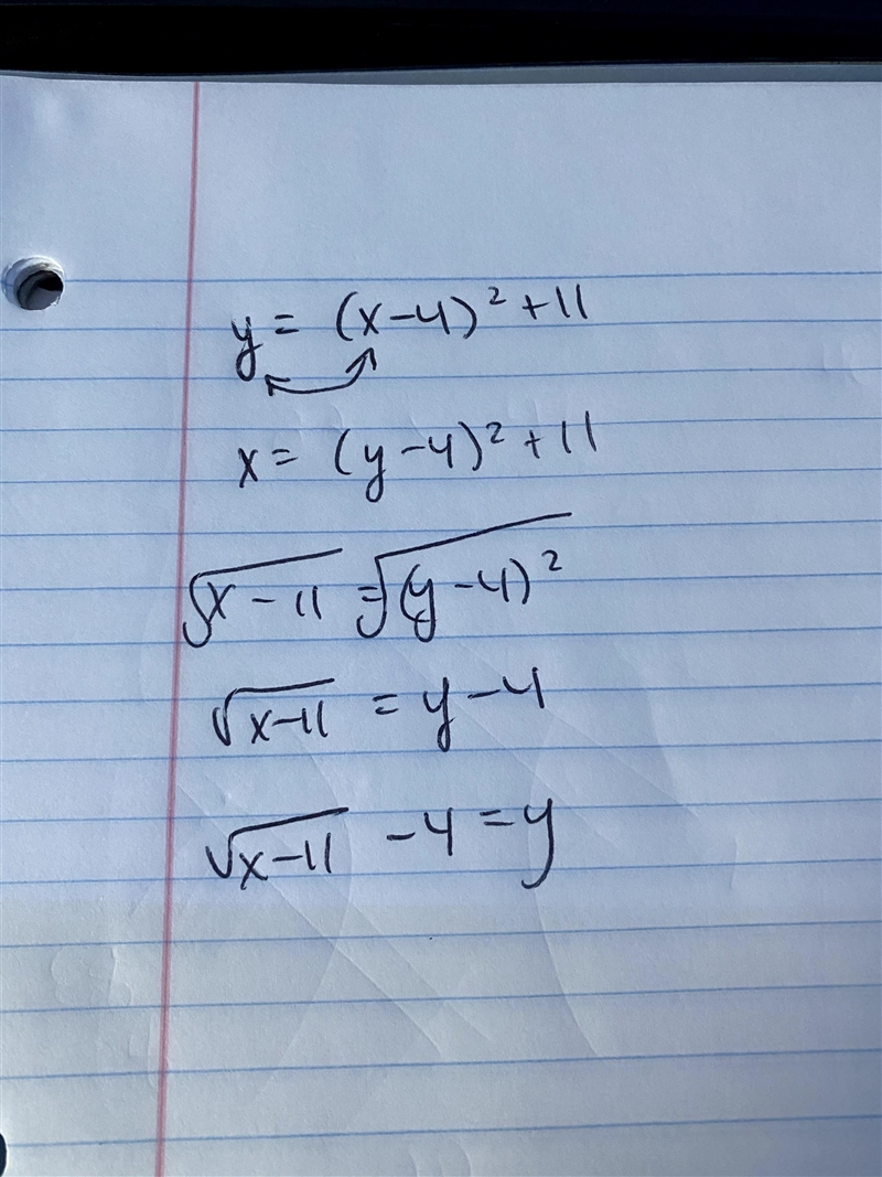 Find the inverse of the function g(x)=(x-4)^2+11-example-1