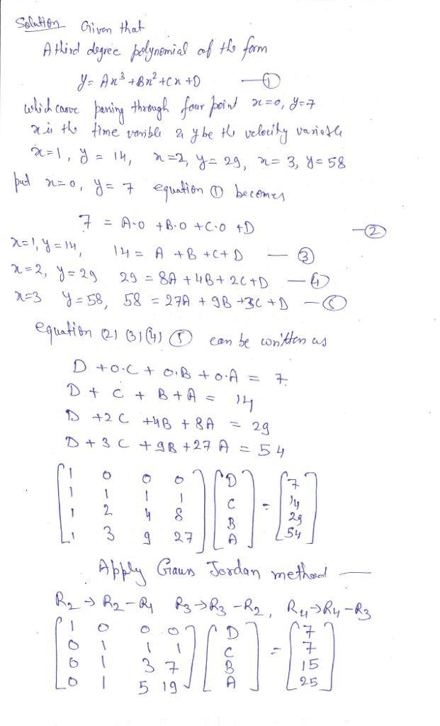 A third-order polynomial of the form y = Ax³ + Bx² + Cx + D is to be fitted to four-example-1