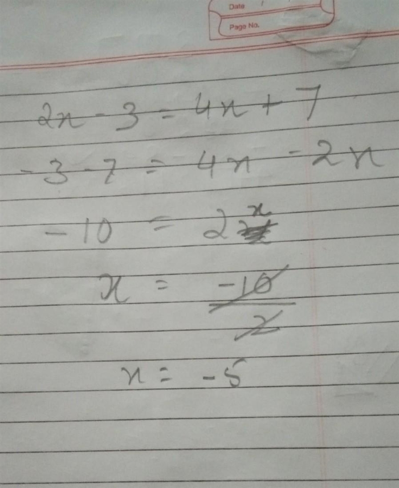 Three less than two times a number is equal to 7 more than four times the number.-example-1