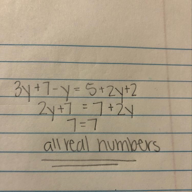 3y + 7 - y = 5 + 2y + 2-example-1