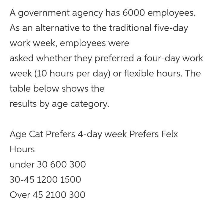 A government agency has 6000 employees. As an alternative to the traditional five-example-1