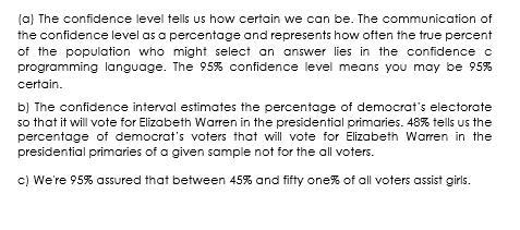 A political poll estimates that 48% of Democrat voters will vote for Elizabeth Warren-example-1