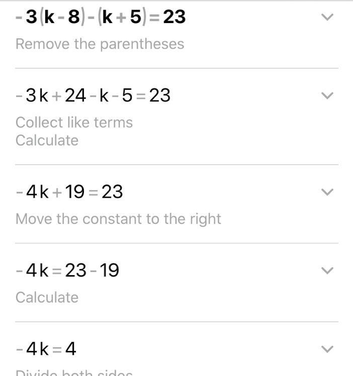 -3(k-8)-(k+5)=23 please explain how to do this-example-1