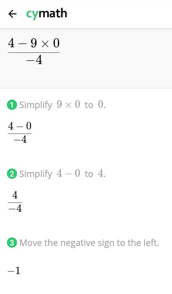 X=4 y=0 z=4 x-9y/-z algebraic expression-example-1