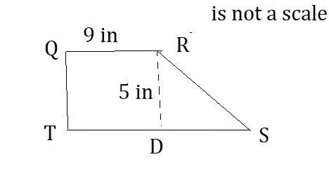 Trapezoid QRST has two right angles. A 5-in.altitude can be drawn dividing QRDT into-example-1