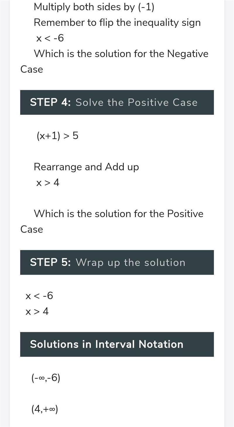 Solve the inequality, & show step by step |x+1|>5-example-2