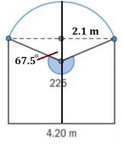 A door with width 4.20m has an arc as shown in the diagram. Find: a) the radius of-example-1