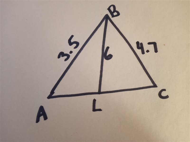 Construct a triangle ABC, in which BC= 4:7cm , LB = 6 and AB + BC = 8.2cm​-example-1