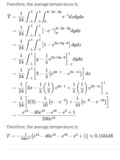 Find the average temperature on that part of the plane 2x + 5y +z = 9 over the square-example-3