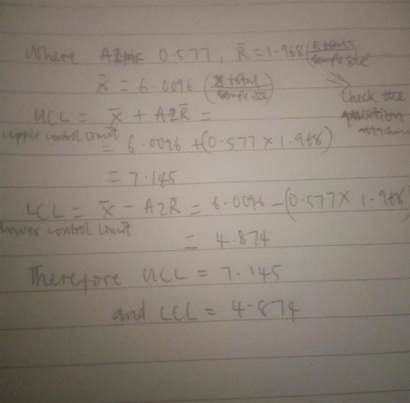 Find the values of the UCL and LCL for the (x-bar) chart for this data, and round-example-4