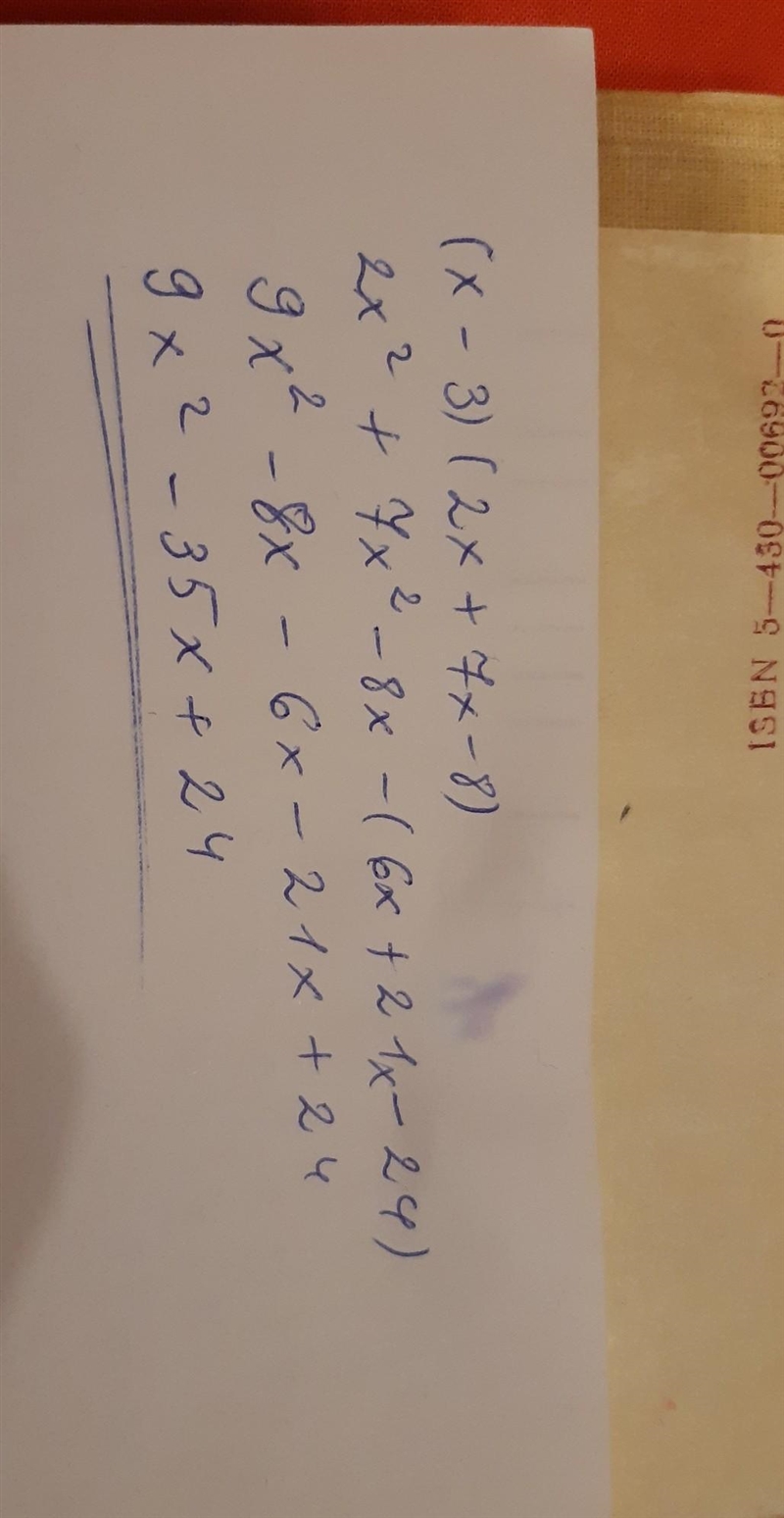 Simplify (x − 3)(x2 + 7x − 8). (1 point)-example-1