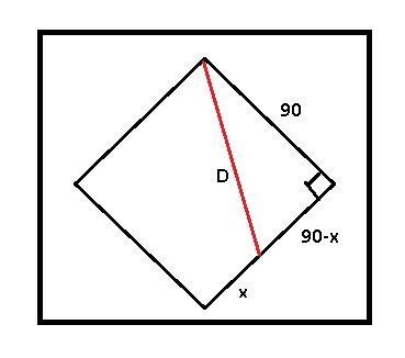 A baseball diamond is a square with side 90 ft. A batter hits the ball and runs toward-example-1