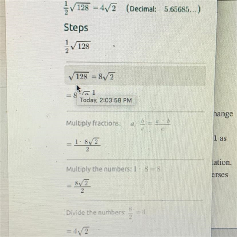 1/2 \sqrt {128} ....Simpify-example-1