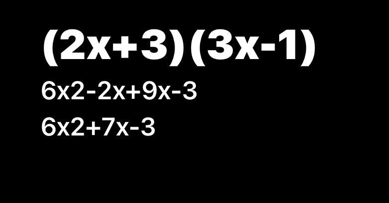 What is the area of a rectangle with sides measuring 2x+3 and 3x-1 feet-example-1