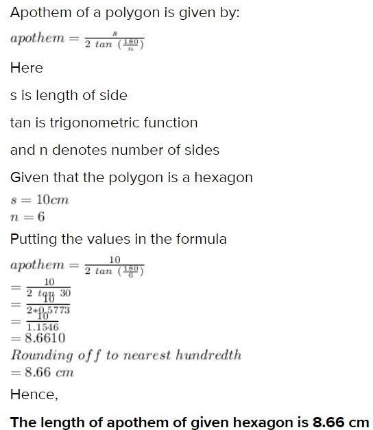 What is the area of a regular nonagon with 10 cm sides and an apothem of 6cm?-example-1