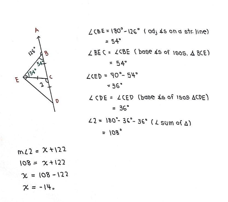 Find the value of x m<2= x + 122​-example-1