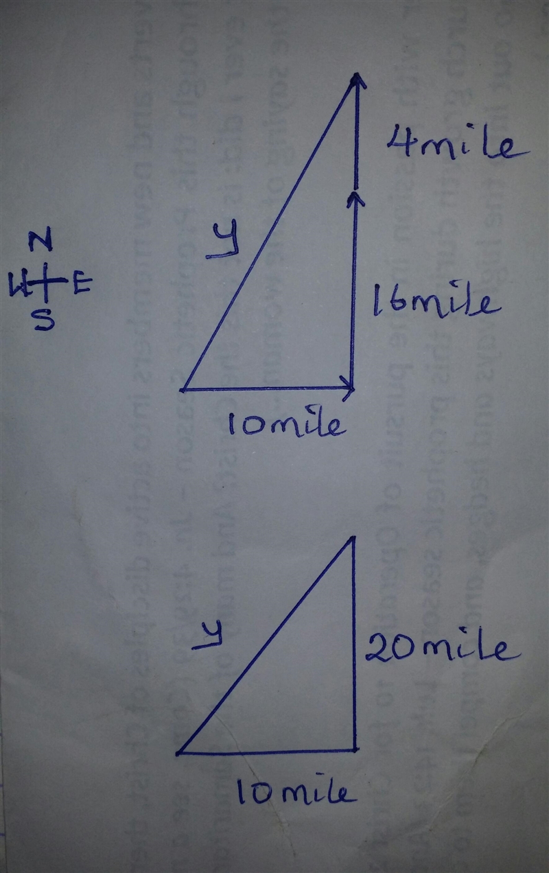 Georgio drives 10 miles east, then 16 miles north, then 4 miles north again. Find-example-1