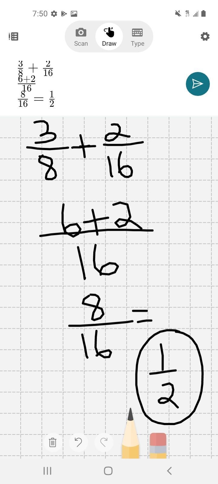 Adding and subtracting fractions show the working and answer-example-1