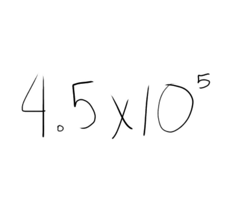 What is 450,000,000 written in scientific notation?-example-1