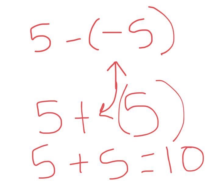 How much larger is 5 than -5 ? ( if using a number line what is the difference between-example-1