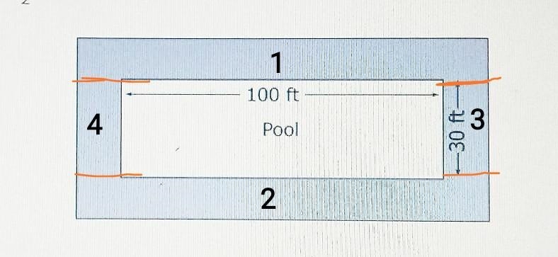 The figure shows a walkway around a swimming pool. The width of the walkway is 4 1/2 ft-example-1