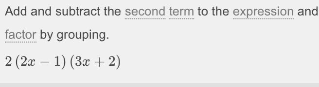 Completely factor the polynomial. 12x2 + 2x - 4-example-1