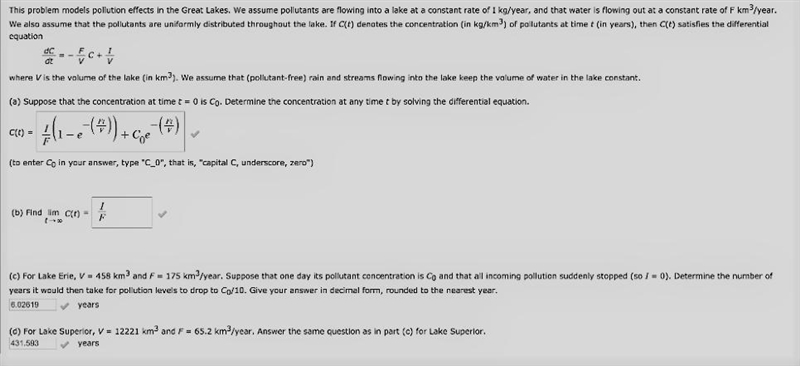 This problem models pollution effects in the Great Lakes. We assume pollutants are-example-1