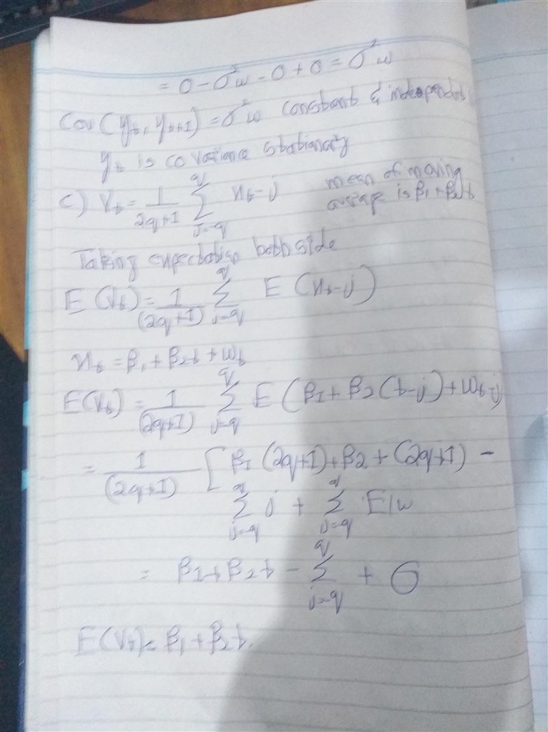 Consider the time series:xₜ= β₁+ β₂t + wₜwhere β1 and β2 are known constants and w-example-3