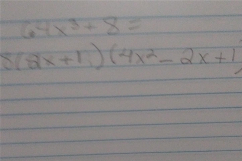 Which of the following is the correct factorization of 64x³ + 8? (2x + 4)(4x² - 8x-example-1