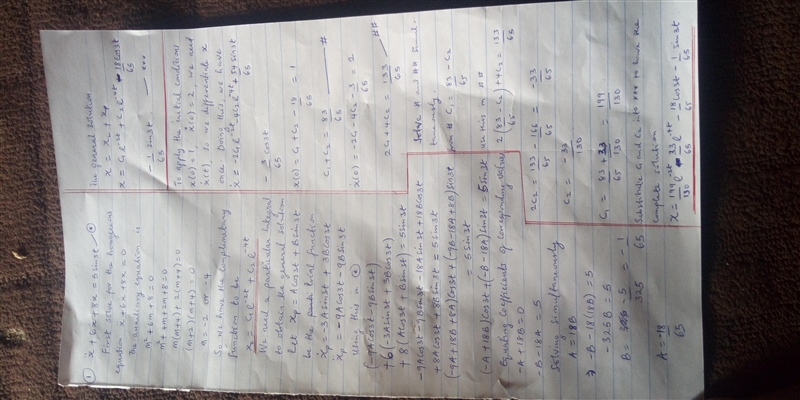 Solve the following differential equations using classical methods. x¨ + 6 ˙x + 8x-example-1