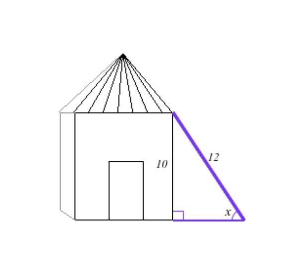 A 12 ft ladder leans against the side of a house. The top of the ladder is 10ft off-example-1