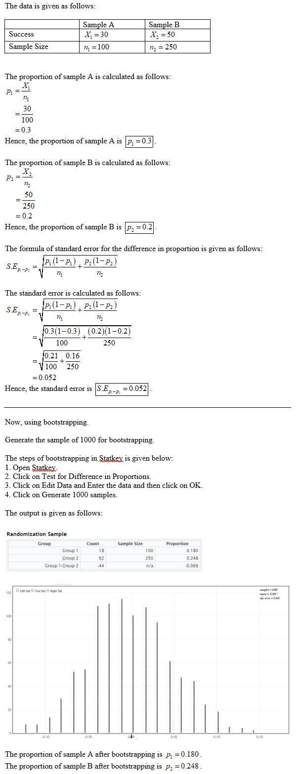 Sample A has a count of 30 successes withn 100 and Sample B has a count of 50 successes-example-1