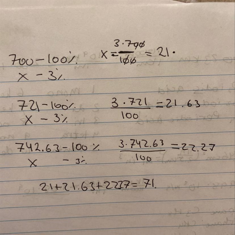 5. What will the final balance be for $700 invested at 3% for three years?-example-1