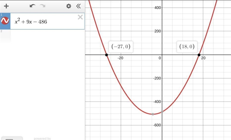 The length of a rectangle is nine inches more than its width. Its area is 486 square-example-1