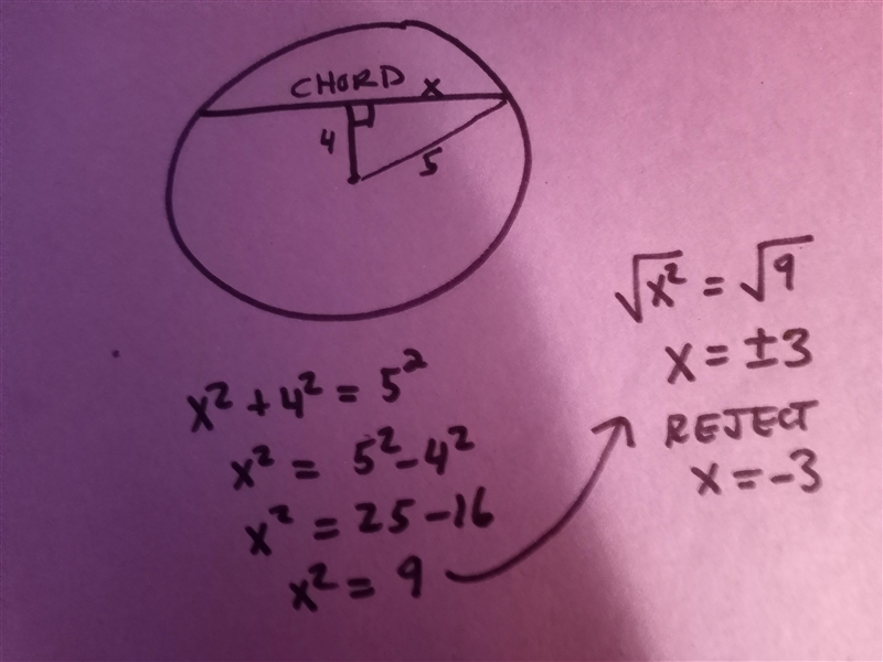 what is the length of a chord at a distance for 4 cm away from the centre of a circle-example-1